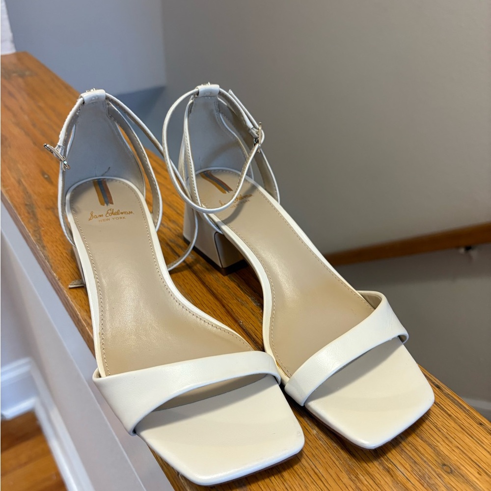Sam Edelman Cream Block Heel Sandals